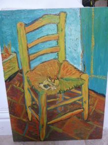 Huile sur toile, copie chaise de Vincent van Gogh 30 x40 cm