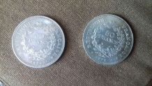 2 Pièces De Collection De 50 Francs Hercule En Argent 17974 