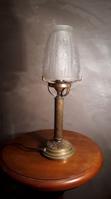 lampe laiton pied bronze verre moule et pr