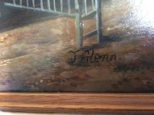 Ancienne huile sur panneau signee J. GLENN (19eme)