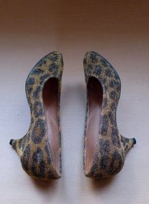 vintage 80s chaussures à talons stiletto lurex léopard taill