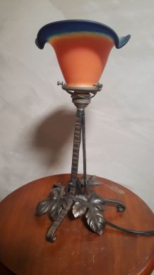 lampe 1930  fer forge tulipe 