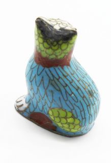 Statuette chat cloisonné