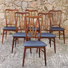 Suite de 6 chaises en palissandre de Rio de Niels Koefoed 