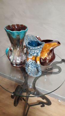 lot de 3 vases et ceramiques 1950 a70s  ,lava, granitè, vern