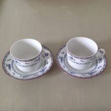 Service à Thé Duo (tasse Et Soucoupe) En Porcelaine Blanche - Occasion En Bon état Général