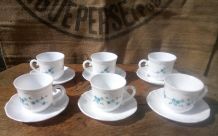 Ensemble de 6 tasses et soucoupes Arcopal Myosoti