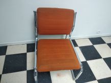 Fauteuil Orange cadre chromé