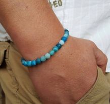 bracelet pierre Agate Bleue 