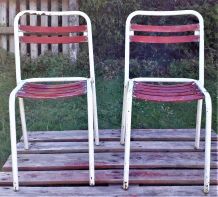 Duo de chaises Tolix assise bois