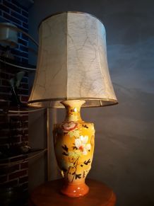 lampe chinoise belle deco fleurale  68x35 abat jour peau  na