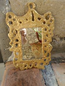 Miroir d'artiste dore Fondica