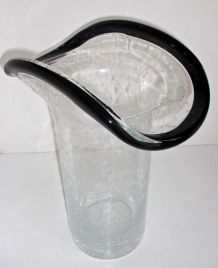 Grand vase en verre bullé soufflé verrerie de Biot années 70