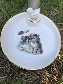 Assiette à bouillie chatons vintage 