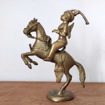 Cheval et cavalier africain en bronze