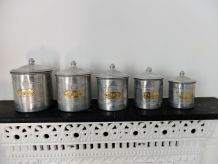 Série de 5 pots épices fer blanc