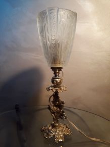 LAMPE bronze  ART  NOUVEAU TULIPE  pressé du style  MULLER D