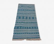 Tapis kilim bleu et blanc fait main en pure laine 