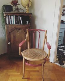 Fauteuil Baumann bois et cannage