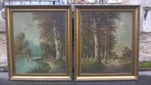 ancienne paire tableaux paysage