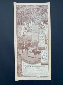 Exceptionnelle Affiche ancienne Corrida du 17 mai 1896 Valen
