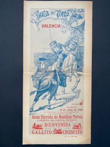 Exceptionnelle Affiche ancienne Corrida 1905 Valencia