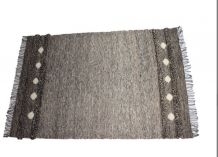 Tapis kilim fait main en laine couleur taupe marron