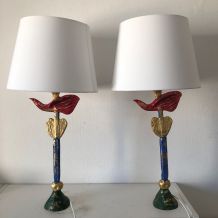 Paire lampes vintage 1994 de table Fondica plomb Pierre Case