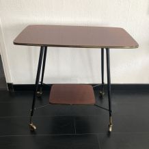 Guéridon vintage 1960 table basse formica pieds compas 