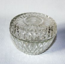Sucrier vintage en verre moulé transparent. 
