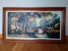 Tableau paysage automne huile sur toile signée H.Michel
