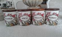 Pots à épices couvercle bois vernis en porcelaine anglaise 