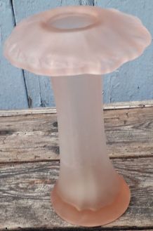 vase forme champignon en verre soufflé rose