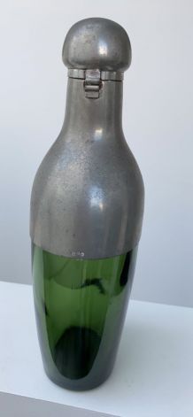 Bouteille étain et verre ancien 