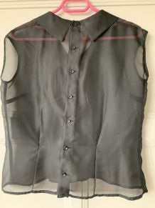Haut noir Vintage en voile transparent