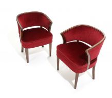 Fritz Hansen - Deux fauteuils en hêtre teinté de 