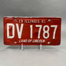 Plaque d'immatriculation Américaine  Illinois 1961