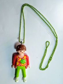 Collier Playmobil, vert, prénom personnalisable