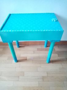 Table basse coulissante, rangement, bleu turquoise