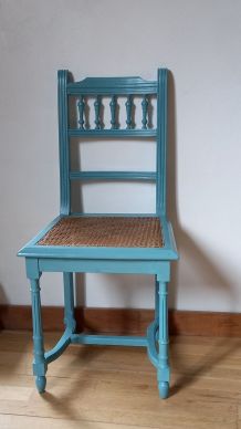 Chaise bleu turquoise cannage 