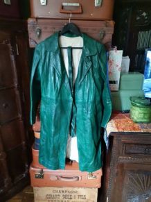 Veste 3/4 cuir vert