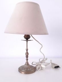 Petite Lampe de chevet en laiton avec abat jour