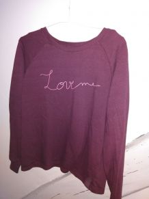 Pull sweat shirt love me, rouge femme fille taille34 XS