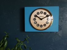Horloge formica vintage pendule silencieuse "Kiplé bleu"