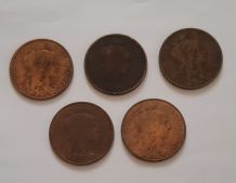 Lot 5 X 5 Centimes Dupuis 1907-1911-1912-1916-1917 Bronze  2