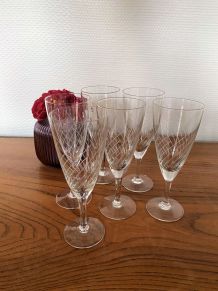 Set de 6 Flûtes à champagne en verre gravé 10 cl