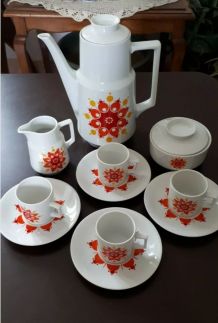 Service à Café Vintage porcelaine motif orange rouge Bavaria