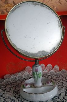 Miroir de coiffeuse porcelaine vintage