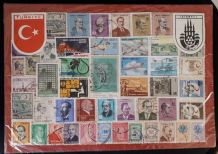Planche de timbres turcs oblitérés années 60
