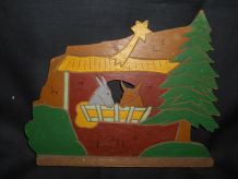 Crèche bois fait main déco Noël vintage 1930 christianisme f